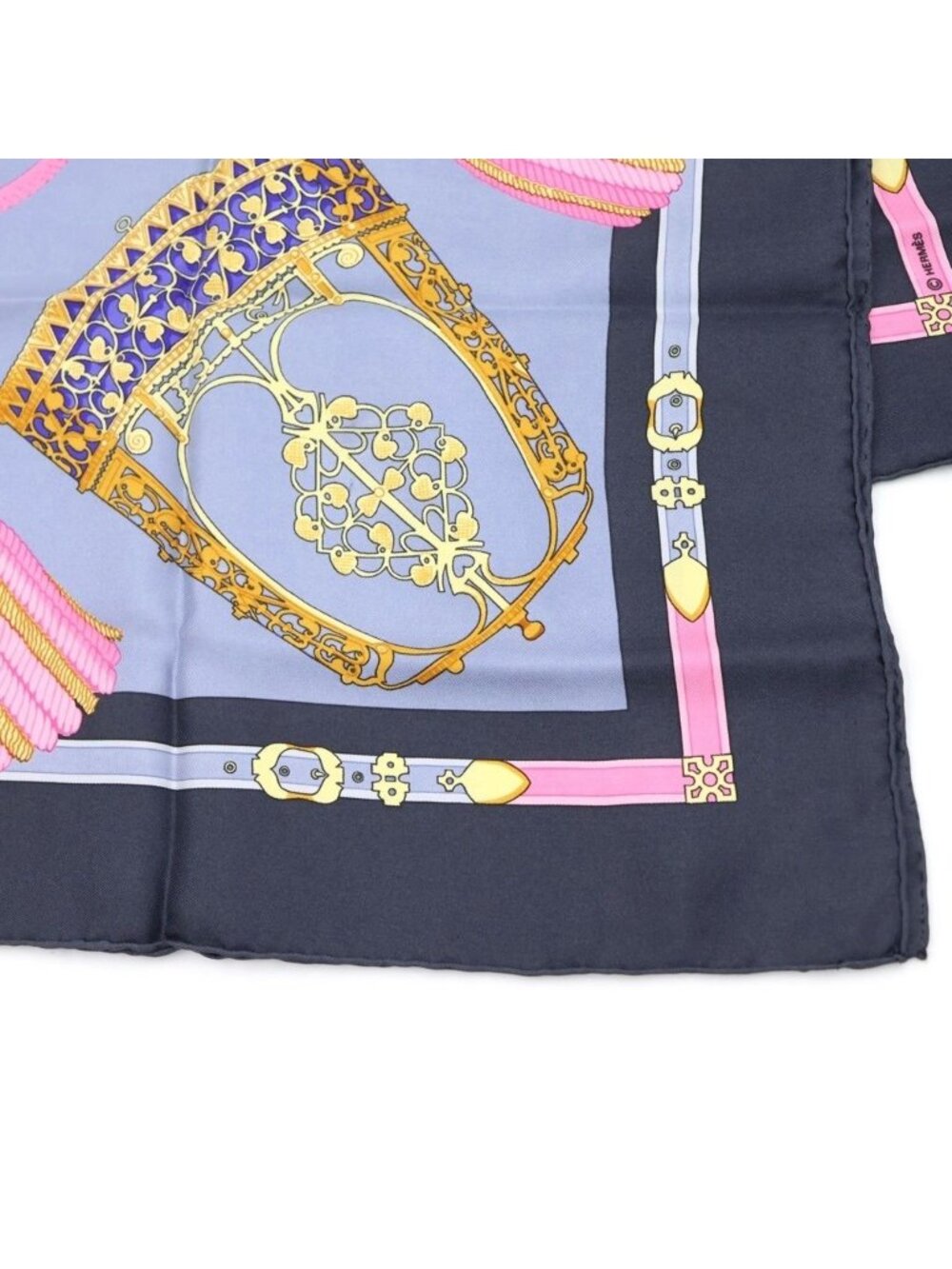 Hermes Carre 90 les Muserolles Nose Leather Silk Scarf Shawl Gray Multicolor - Picture 2 of 6